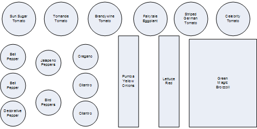 Early 2009 Growing Season Vegetable Garden Layout