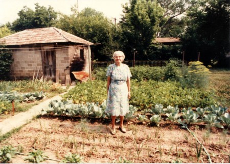 Christine Hoffman in garden - 1983-06