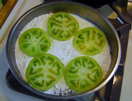 flouring green tomatoes