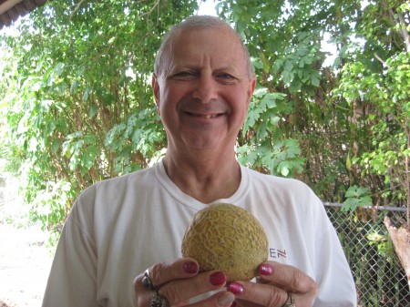 Jacqie with cantaloupe