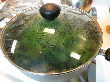 broccoli leaves steaming